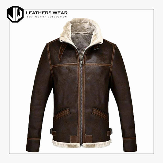Mens Real Sheepskin Brown Jacket Leathers Wear