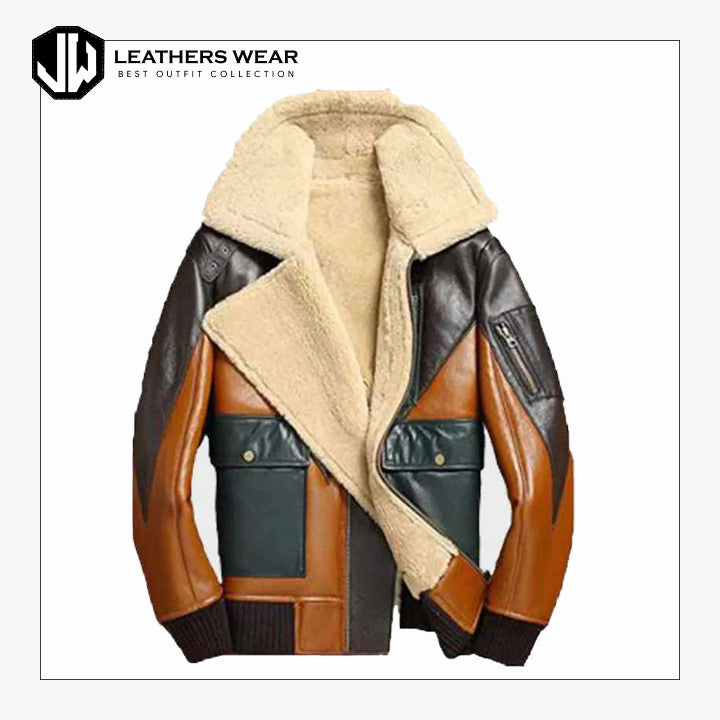 Mens Shearling Bomber Leather Jacket Leathers Wear