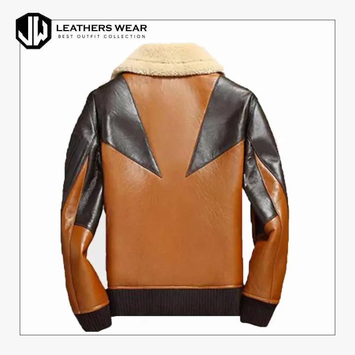 Mens Shearling Bomber Leather Jacket Leathers Wear