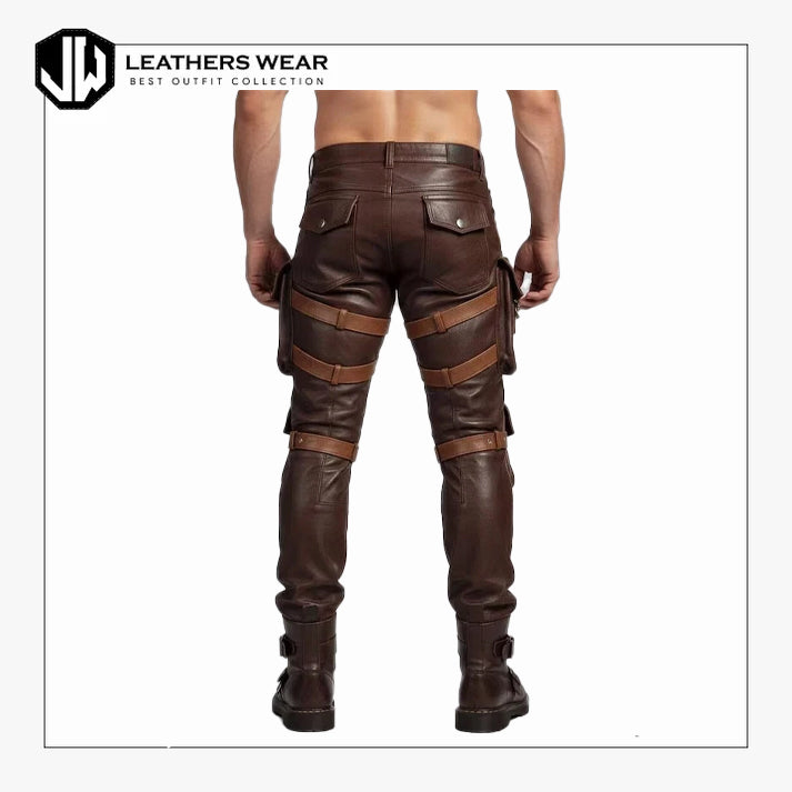 Mens Sheep Leather Cargo Pants