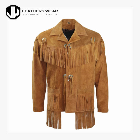 Mens Suede Fringe Leather Jacket Leathers Wear
