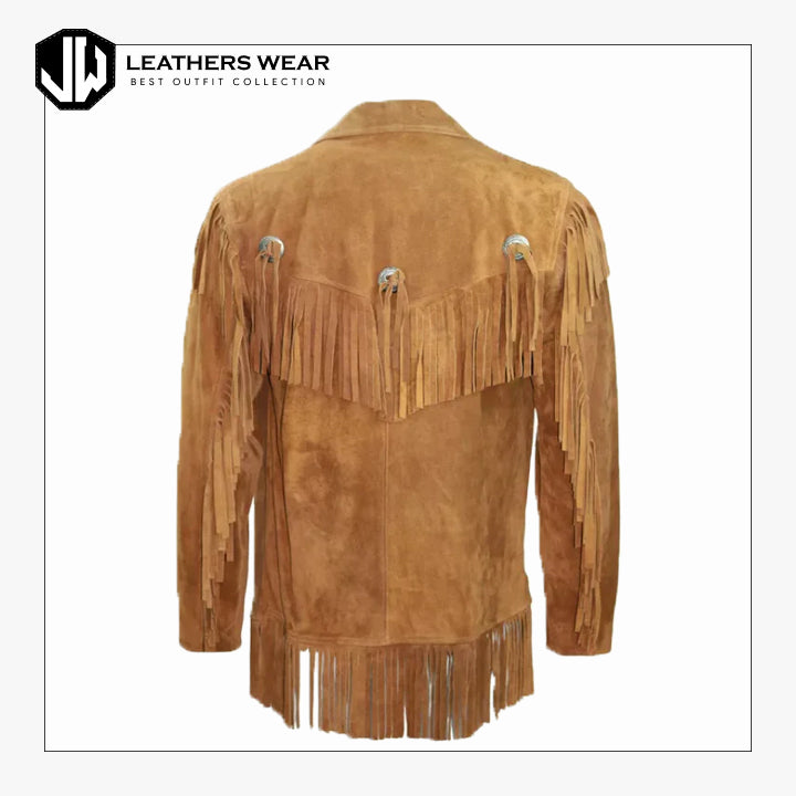 Mens Suede Fringe Leather Jacket Leathers Wear