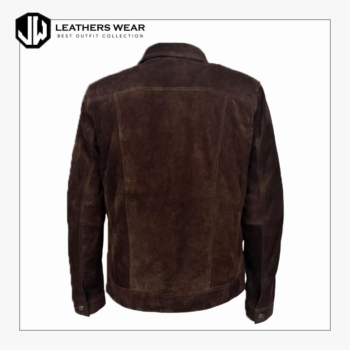 Mens Trucker Suede Leather Jacket