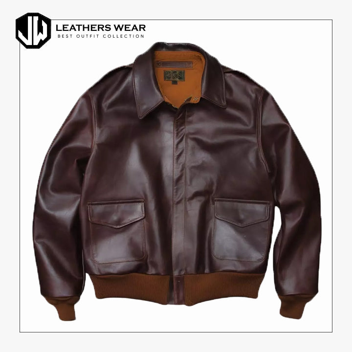 Mens Vintage Brown Aviator Leather Jacket