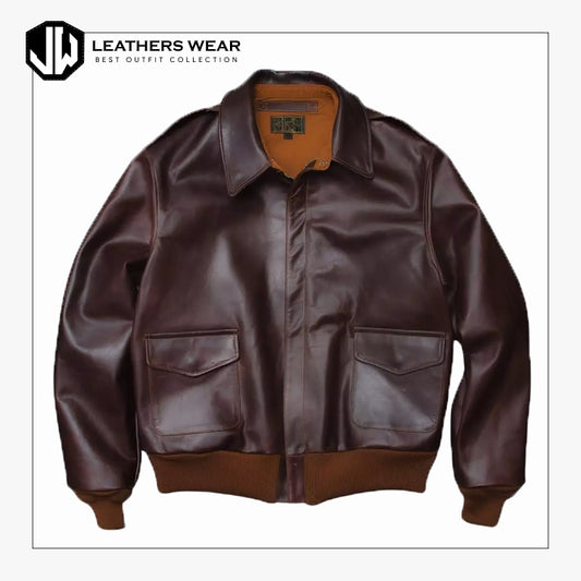 Mens Vintage Brown Aviator Leather Jacket