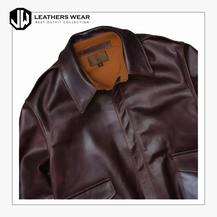 Mens Vintage Brown Aviator Leather Jacket