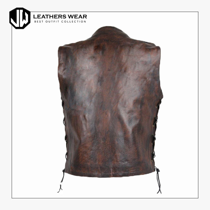 Mens Vintage Brown Cowhide Leather Vest