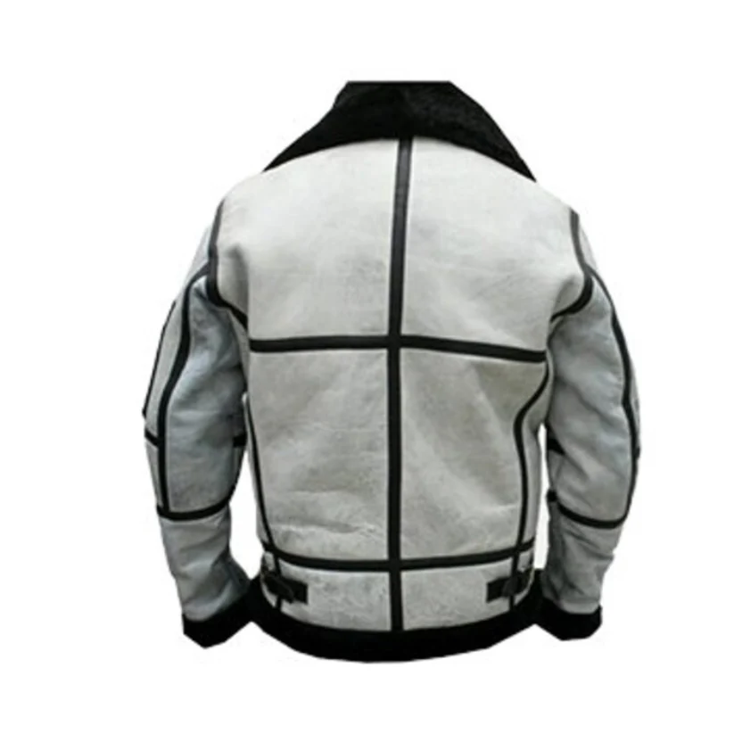 Mens White Bomber Aviator Jacket Leathers Wear