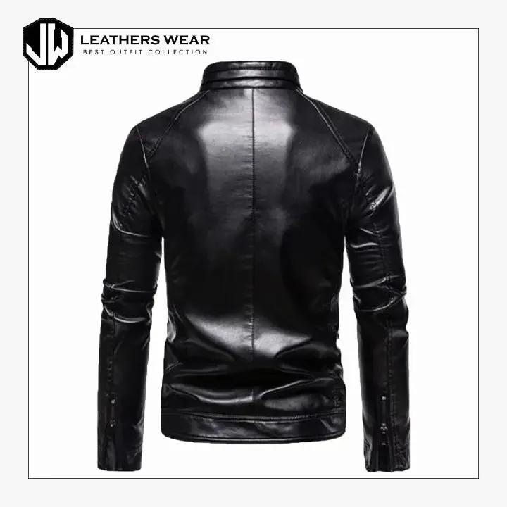 MensWindproofStandcollarOutdoorLeatherJacket1