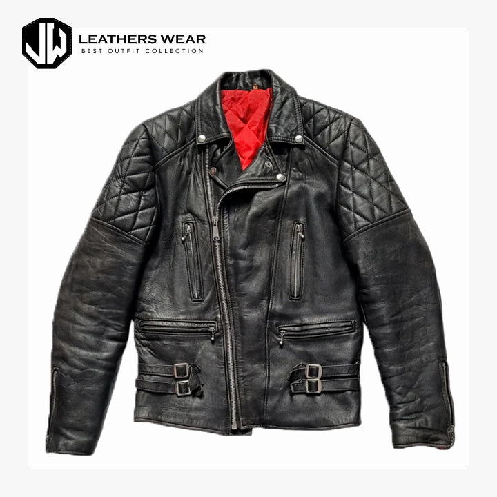 Motorcycle Punk Distressed Leather Jacket Leathers Wear