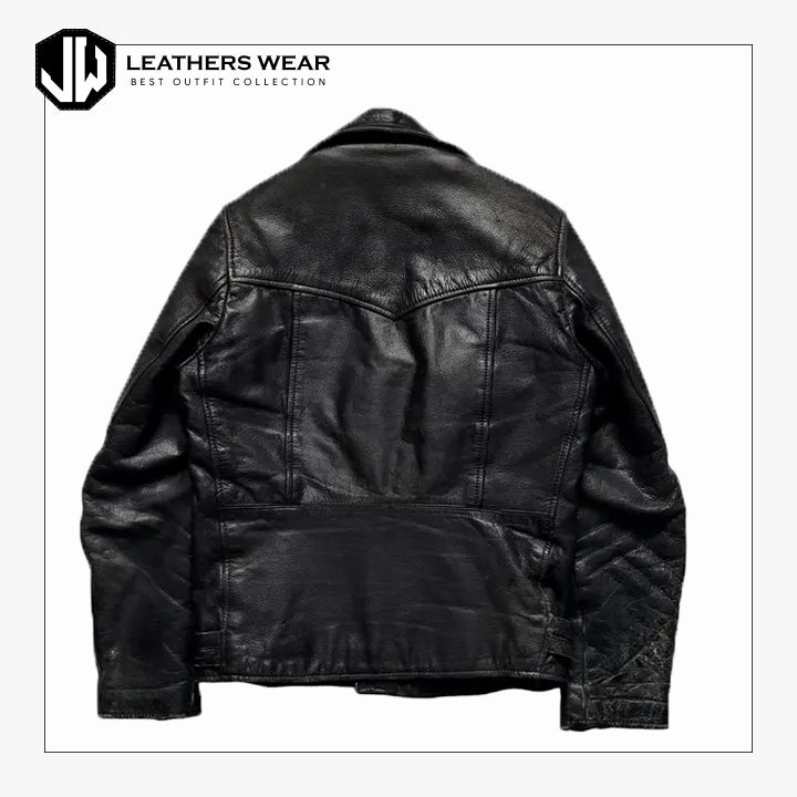 Racer Punk Distressed Leather Jacket