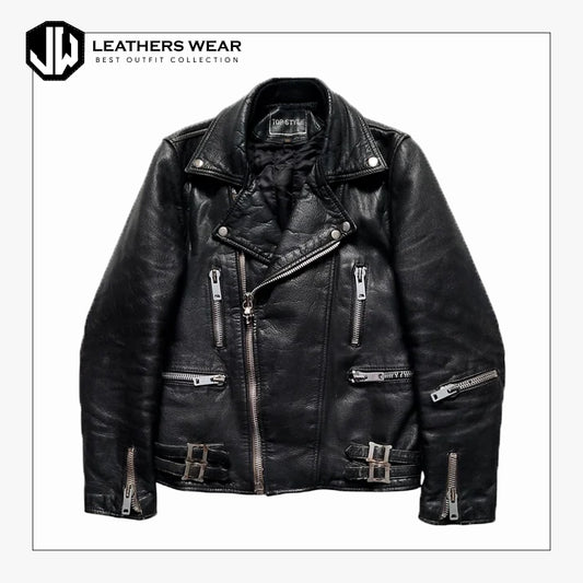 Racer Punk Distressed Leather Jacket