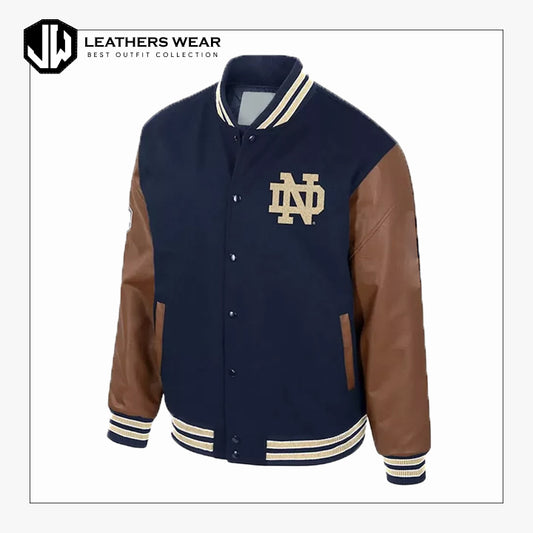 Navy and Brown Varsity Jacket