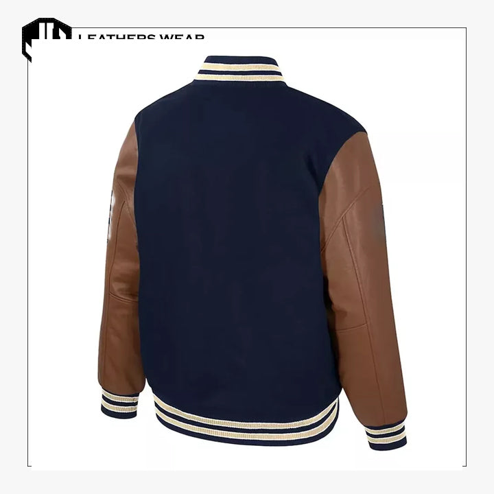 Navy and Brown Varsity Jacket