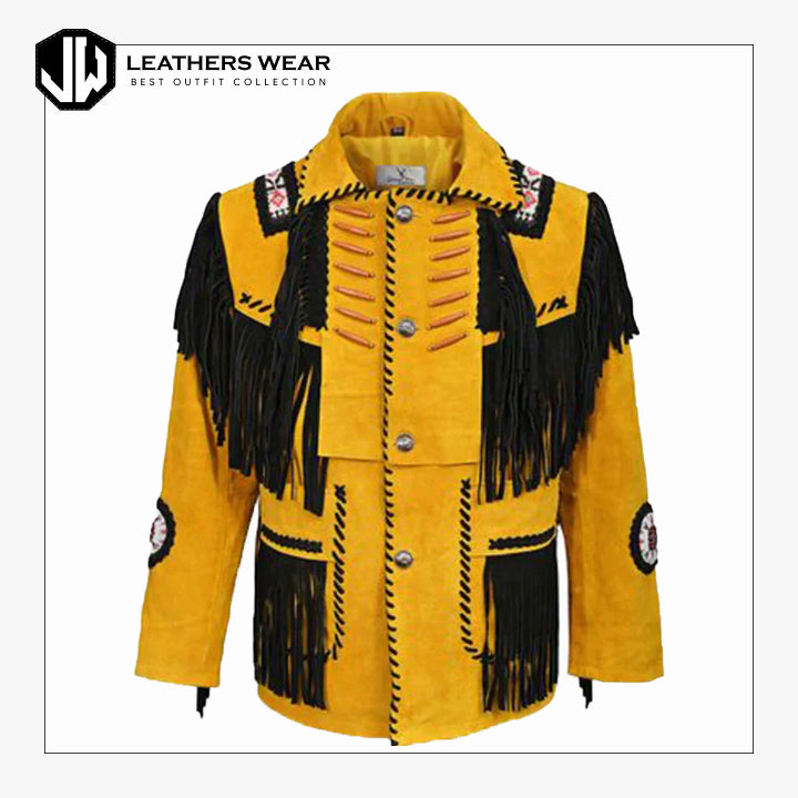 Mens Yellow Western Jacket Leathers Wear
