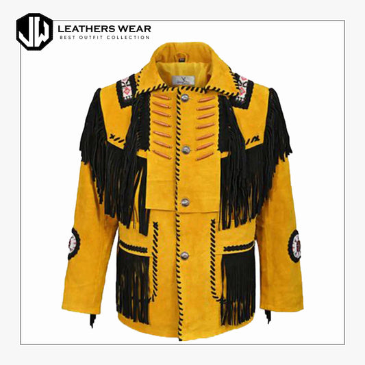 Mens Yellow Western Jacket Leathers Wear