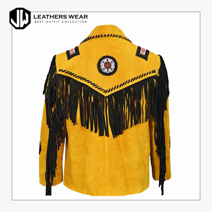 Mens Yellow Western Jacket Leathers Wear