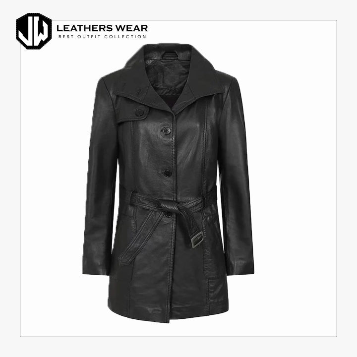 Womens Black Genuine Leather Coat Leathers Wear