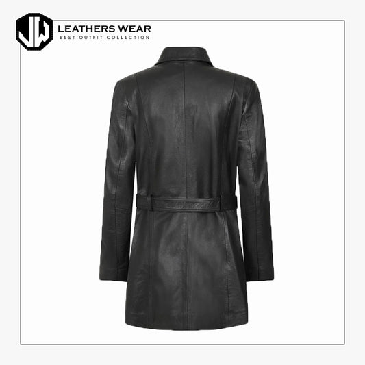 Womens Black Genuine Leather Coat Leathers Wear