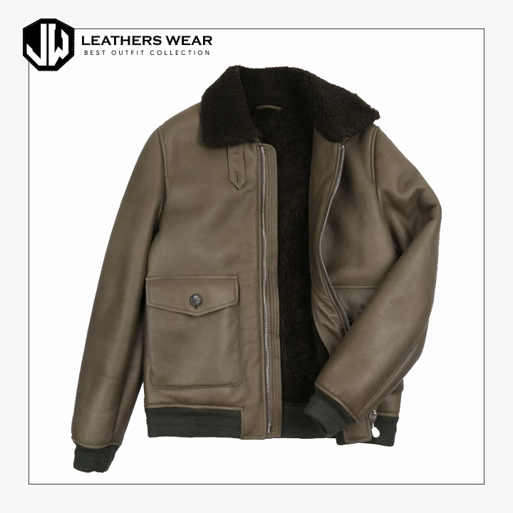 Olive Nappa Shearling Flight Jacket Leathers Wear