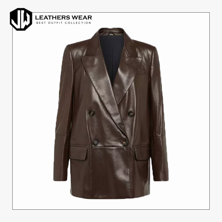 Oversized Leather Blazer Womens