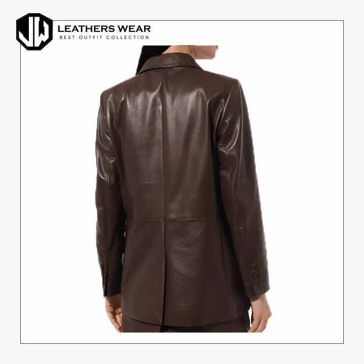 Oversized Leather Blazer Womens