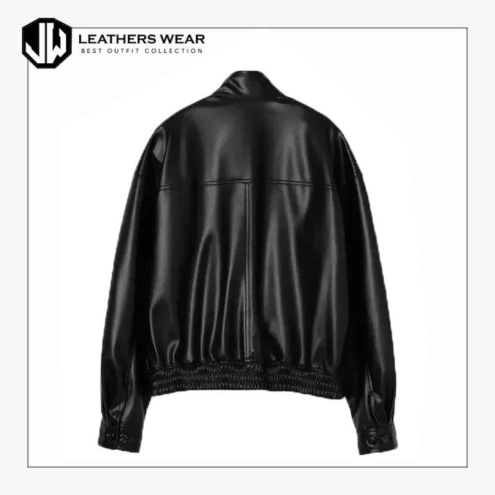Oversized Leather Bomber Jacket