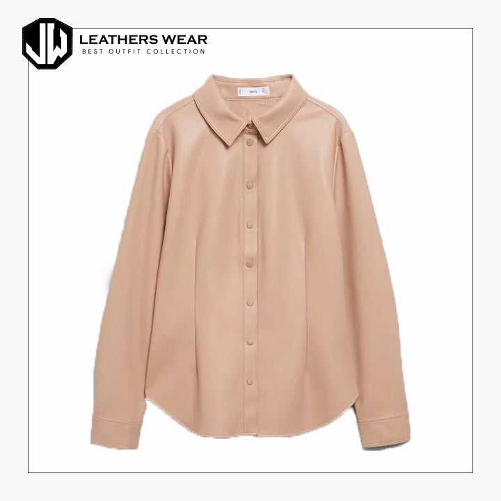 Pink Faux Leather Shirt