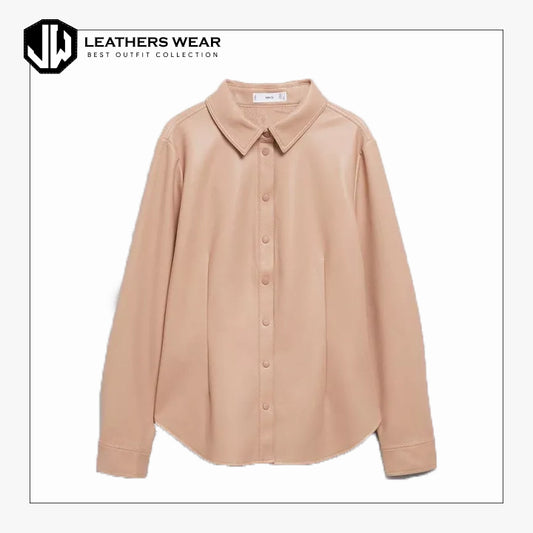 Pink Faux Leather Shirt