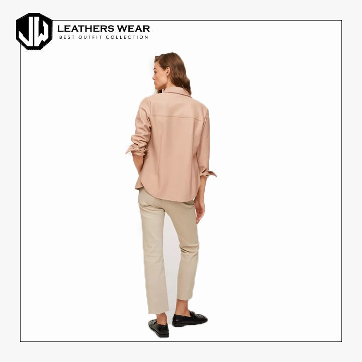Pink Faux Leather Shirt