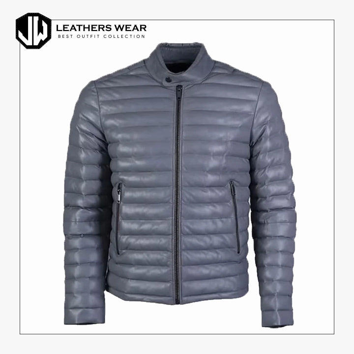 Puffer Grey Jacket Leathers Wear