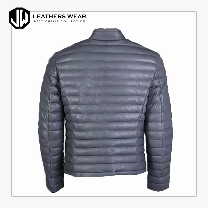 Puffer Grey Jacket Leathers Wear
