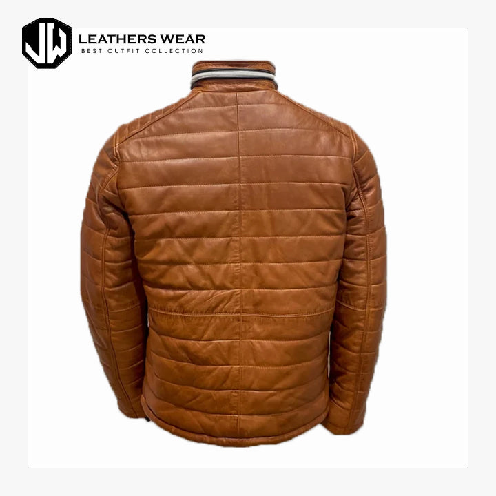 Puffer Leather Jacket for Men