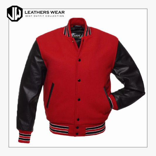Pure Leather Sleeves Varsity Jacket