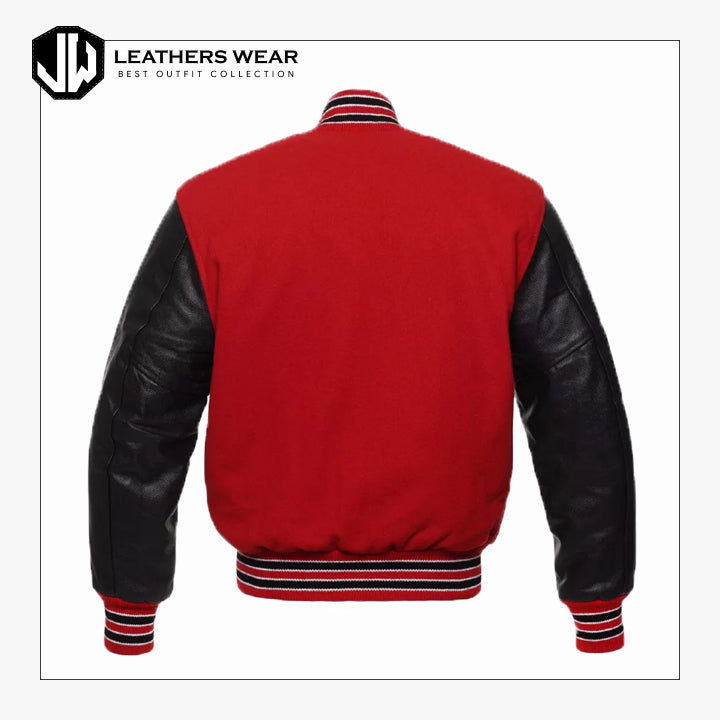 Pure Leather Sleeves Varsity Jacket