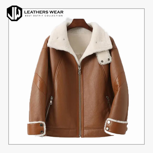Real Leather Aviator Jacket Womens