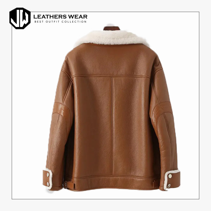 Real Leather Aviator Jacket Womens