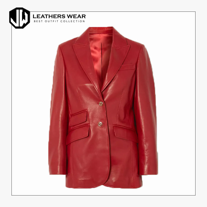 Real Leather Blazer Womens