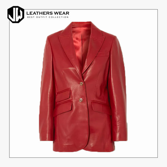 Real Leather Blazer Womens