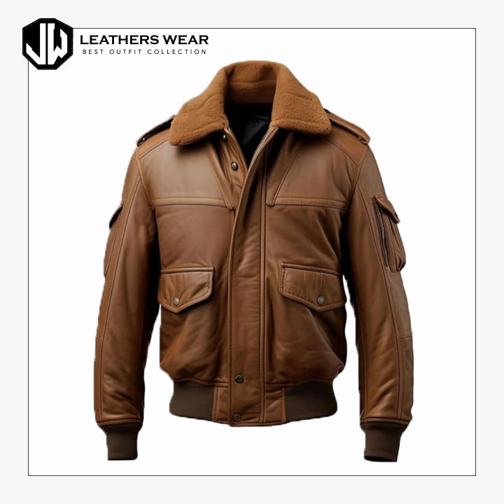 Real Leather Bomber Jacket