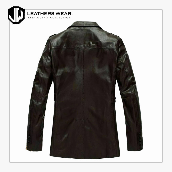 Real Leather Short Trench Coat
