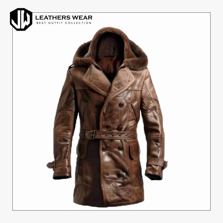 Real Leather Trench Coat