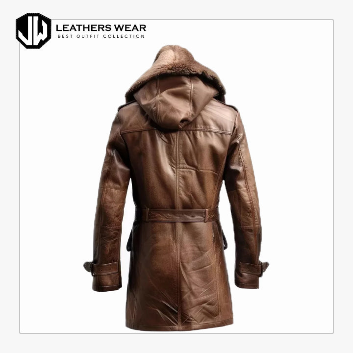 Real Leather Trench Coat