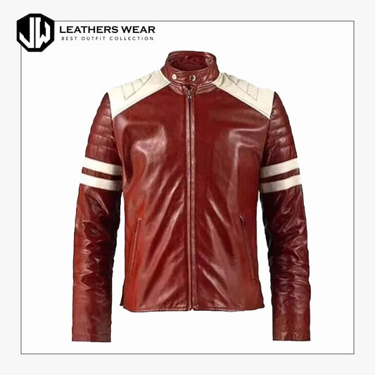 Red Cowhide Leather Jacket Leathers Wear