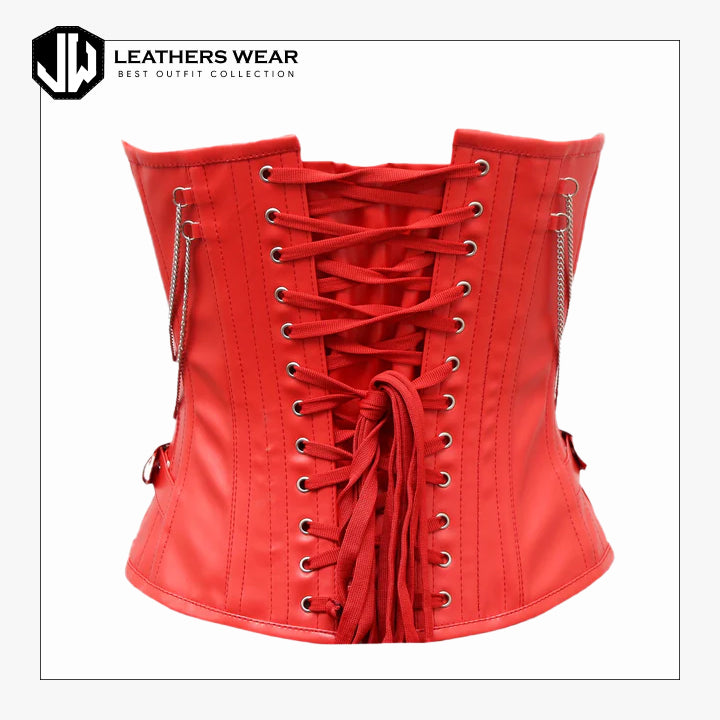 Red Faux Leather Corset Leathers Wear