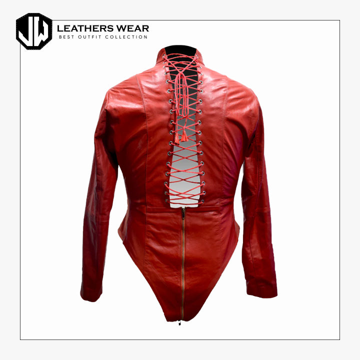 Red Leather Jumpsuit Leathers Wear