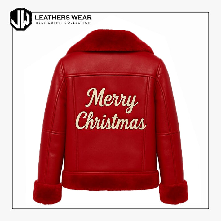 Red Merry Christmas Leather Jacket