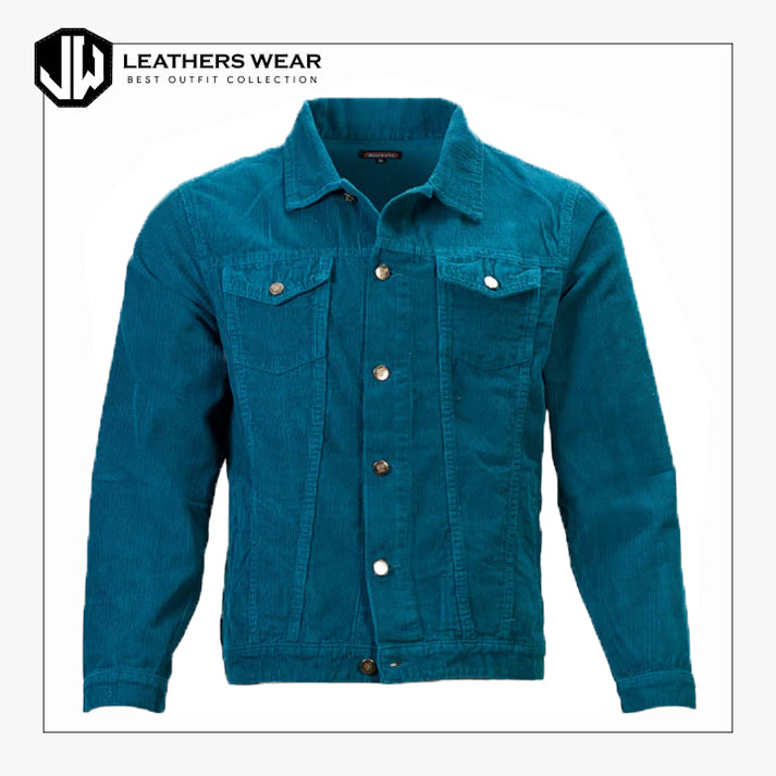 Retro Trucker Jacket Corduroy Teal