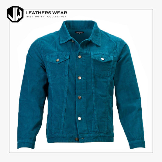 Retro Trucker Jacket Corduroy Teal