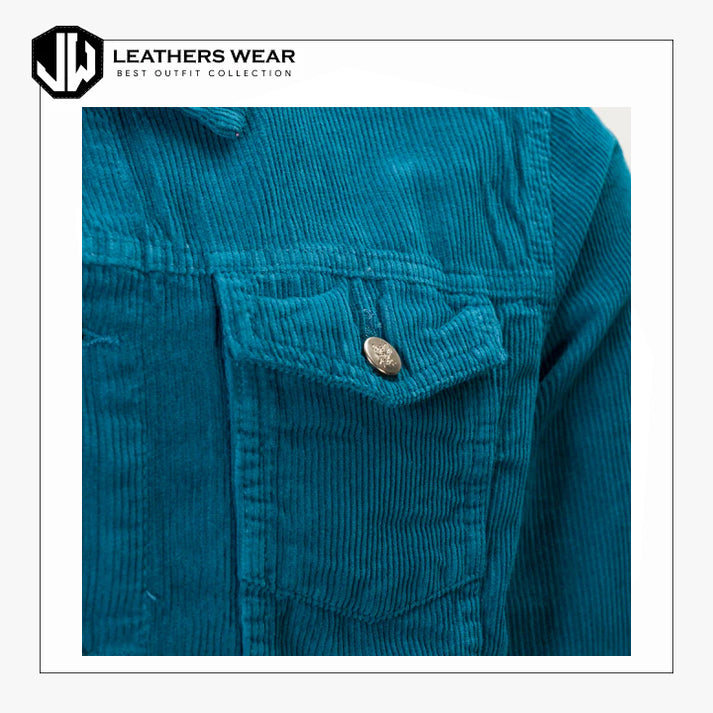 Retro Trucker Jacket Corduroy Teal
